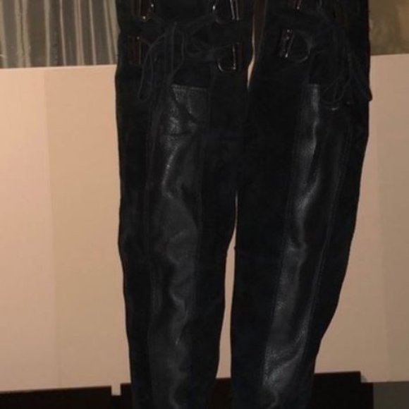 Geronea Italian Leather/Suede Knee-high Boots - Picture 2 of 3